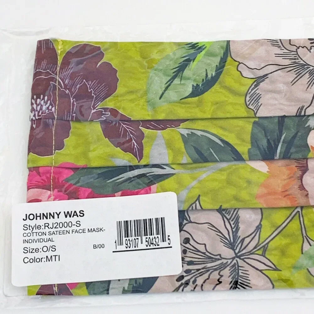 JOHNNY WAS Face Mask Designer Cotton Sateen Face Mask Face Covering